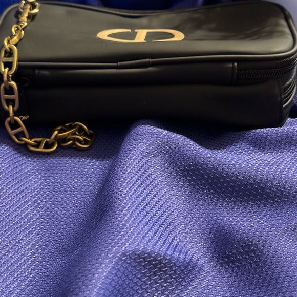 Dior Black Repurposed Makeup Bag With Gold CD Initials. - Picture 5 of 10